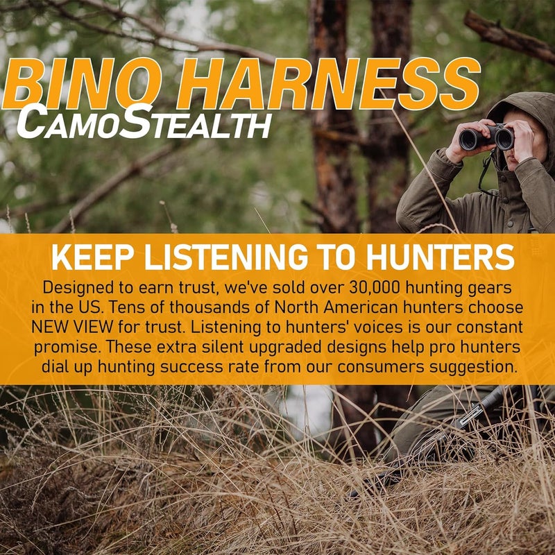 NEW VIEW CamoSltealth Binocular Harness Chest Pack, Silent Bino Case with Detachable Range Finder Pocket and Rain Cover, Fit 10x42 Binoculars - Image 2